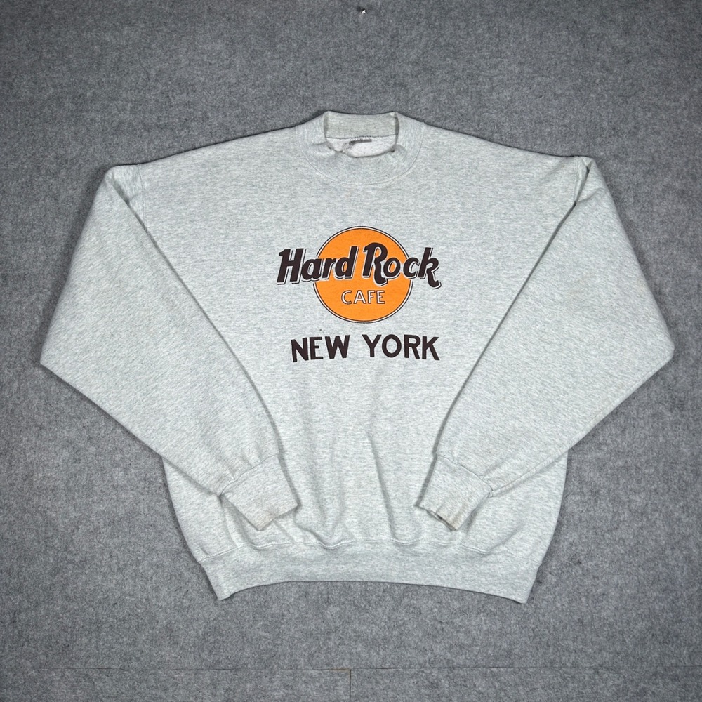 Hard Rock Cafe sweatshirt men XL Grey New York vintage graphic crewneck pullover